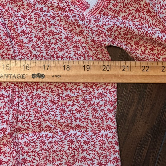 Lucky Brand Top Womens Small Red Floral V-neck Long Sleeve Boho Peasant - Picture 11 of 13